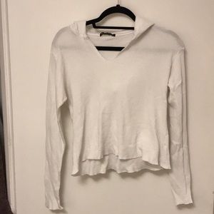Brandy Melville cropped white sweater with hood